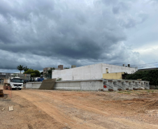 Canteiro de obras do novo viaduto da BR-376 em São José dos Pinhais