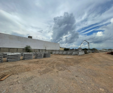 Canteiro de obras do novo viaduto da BR-376 em São José dos Pinhais