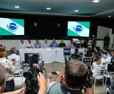 O governador Carlos Massa Ratinho Junior  participa de coletiva na Expolondrina nesta quarta-feira (10).  Londrina, 10/04/2019 -  Foto: Geraldo Bubniak/ANPr