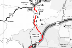 Trajeto da linha Lapa - Rio Negro, pela PR-427 e BR-116