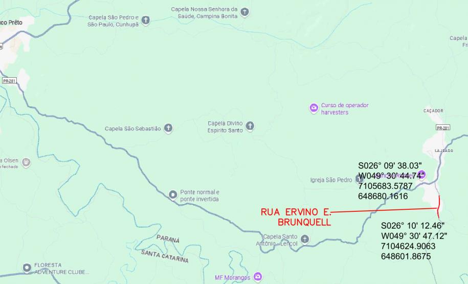 Mapa de Rio Negro - Ruas Ervino Ernesto Brunquell e Reinaldo Gruber